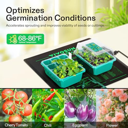 VIVOSUN Durable Waterproof Seedling Heat Mat 20" x 20.75" UL & MET-Certified Warm Hydroponic Heating Pad for Germination, Indoor Gardening, Greenhouse - size: 20"x20.75"