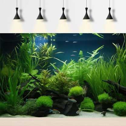 Aquarium Background Diverse Collection of Aquatic Plants Seagrasses Terrarium Background Redwood Root Moss Tropical Style Underwater Plants Fish Tank Background Under The Sea Aquarium Backdrop 24x12in - color: Grass Dark Green, size: 24(W)x12(H)inches/ 60