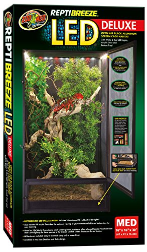 Zoo Med ReptiBreeze LED Deluxe Open Air Aluminum Screen Habitat, Medium 16 L x 16 W x 30 H - size: Medium 16 L x 16 W x 30 H