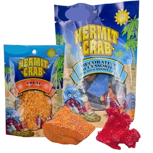Needzo Ultimate All-in-One Hermit Crab Starter Kit, Neon Plastic Cage, Thermometer, Food, Treats, Trainer Bottle, and Coral Pieces, Terrarium Supplies for Pets and Reptiles