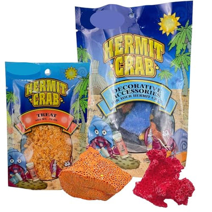 Needzo Ultimate All-in-One Hermit Crab Starter Kit, Neon Plastic Cage, Thermometer, Food, Treats, Trainer Bottle, and Coral Pieces, Terrarium Supplies for Pets and Reptiles