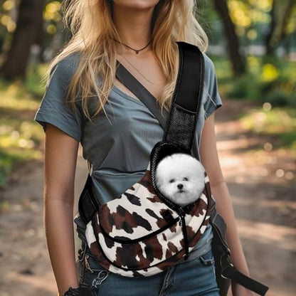 COEQINE Dog Carrier Sling for Small Dogs Cat Hands-Free Brown Desert Camo Dunes Front View Mesh Bag Hiking Essential - color: Brown Desert Camo Brown