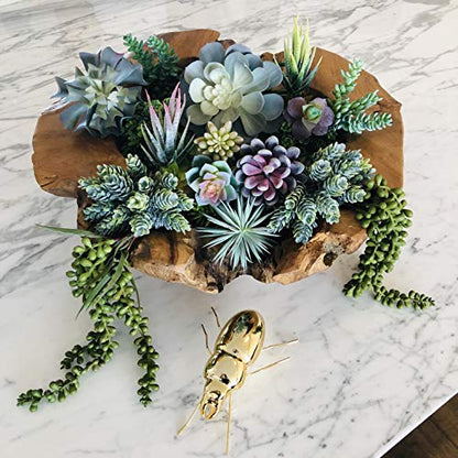 caqpo Premium Artificial Succulents - Mini Fake Succulent Plants & Faux Cactus - 15 Pack - size: 2" - 7" in Diameter and 4" - 14" in Lenght