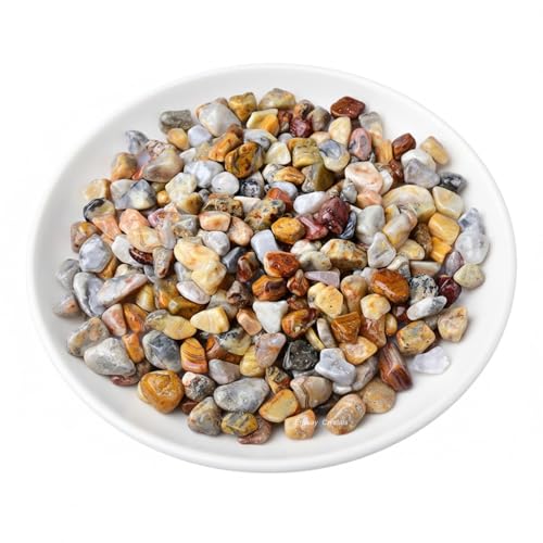 Erliway 7-9mm Crazy Lace Agate Healing Crystal Chips for Crafts, 100g | Natural Crushed Crystal Stones Tumbled Chips for Vase Filler Aquarium Gravel, Meditation Chakra Balancing, Candle DIY Making - color: Crazy Lace Agate