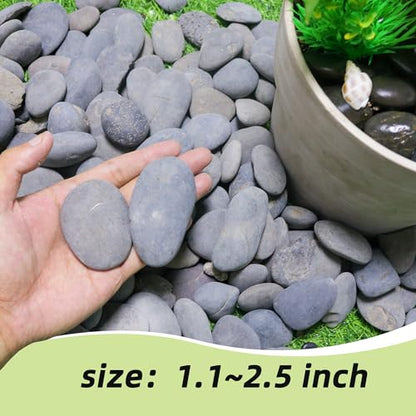 7LB River Rocks,Mexican Beach Pebbles for Plants,Potting,Garden Landscape Stone Paving Stone Grey 1Inch - 2Inch - size: 7LB, style: Large