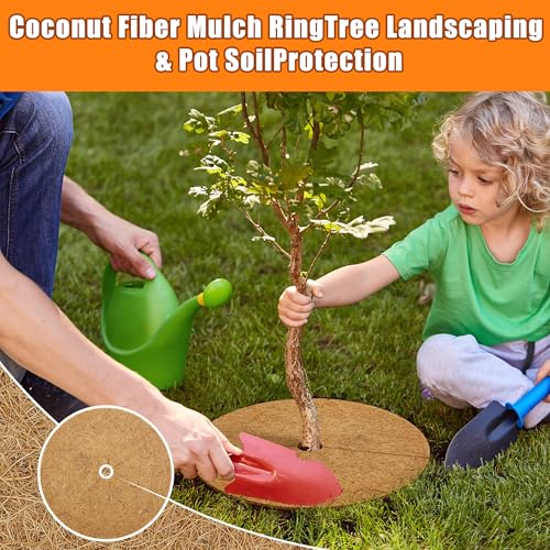 10 Inch Coconut Fiber Mulch Ring, 3 Pcs Tree Protector Mats, Coco Coir Mulch Mat Tree Guards, Plants Disc Soil Cover for Landscaping and Indoor Outdoor Gardening Pot - size: 10in-3pcs