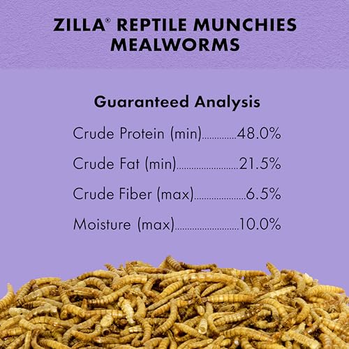 Zilla Reptile Munchies, Mealworms, All-Natural, Dehydrated Mealworms, Ideal for Bearded Dragons, Leopard Geckos, Chameleons and other lizards, Resealable Bag | All-Natural, Dehydrated, Ideal for Bearded Dragons, Leopard Geckos, Chameleons and Other Lizard