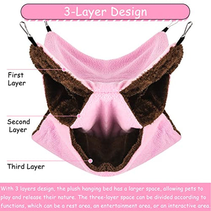 3 Tier Ferret Rat Hammock,Guinea Pig Cage Accessories,11.8x11.8 Inches,Pet Cage Hanging Bunkbed Hammock for Small Animals,Guinea Pig,Ferret,Kitten,Squirrel,Chinchilla,Rat,Parrot - color: pink