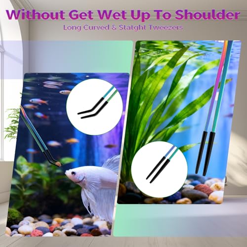 Stainless Steel Reptile Feeding Tweezers (with Non-Slip Rubber Tips) - 10.6-inch Straight & Curved Tweezers for Terrariums - Specialized Feeding Tools for Lizards & Bearded Dragons - 2-Piece Set
