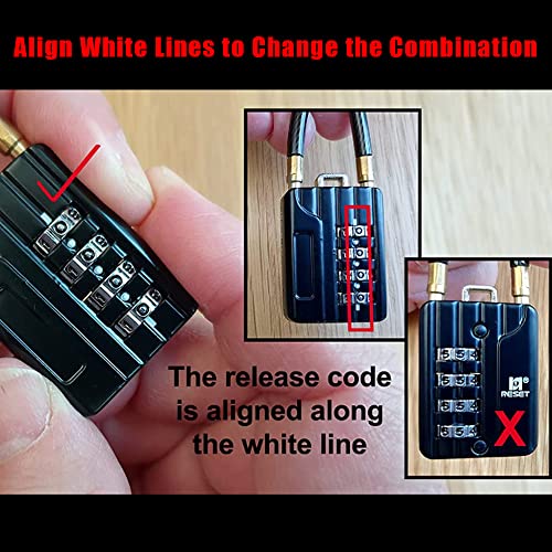RESET-200 4-Digit Combination Cable Lock, 11.8 in/30cm, 2 Pack | 11.8 in/30cm cable for lockers, bags, storage boxes, and small gear; light-duty use only. 2 locks included. - size: 30cm(12 inch)Cable
