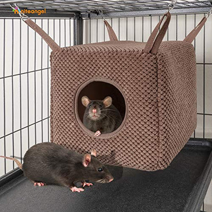 Niteangel Ferret Cozy Swing Hammock - Hanging Beds for Ferrets Rats Chinchilla Sugar Gliders or Other Small Animals (Chocolate)