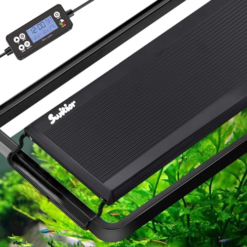 24/7 LED Aquarium Light, IP68 Waterproof Extendable Bracket Fish Tank Light with Timer, 7 Colors, 10 Level Adjustable Brightness, DIY Mode Full Spectrum Aquarium Plant Light for 18-24 Inch Fish Tank - size: 18"-24"
