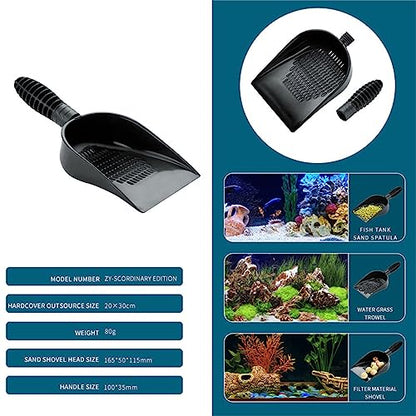 Aquariums Sand Shovel Fish Tanks Tool with Ergonomic Handle Aquariums Scooper Sifter Cleaner PVC B#