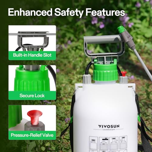 VIVOSUN 1 Gal/4L Pump Sprayer, Garden Water Sprayer | for Plants, Weeds & Lawn Care, with 3 Nozzles, 50'' Long Hose & Pressure Relief Valve - size: 1.0 gal