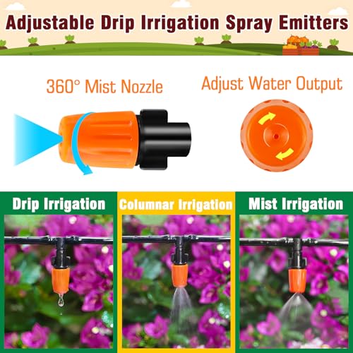 250-Piece Drip Irrigation Fittings Kit for 1/4" Tubing, Complete Set of Barbed Connectors for Drip System Setup (Nozzles, Nozzle Tees, Single Barbs, Couplings, Tees, Elbows, Plugs, Crosses) - size: 1/4" Fittings with Box-250P