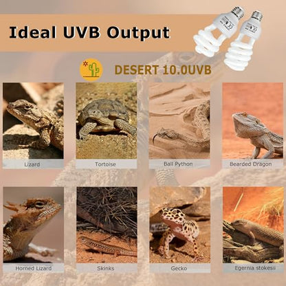 UVB 5.0 13W Desert Reptile Light, Compact Coil UVB Bulb Lamp | Simulates Natural Sunlight, Delivers Strong UVB Rays for Desert Species Like Snakes, Geckos, Lizards & Terrarium Tanks