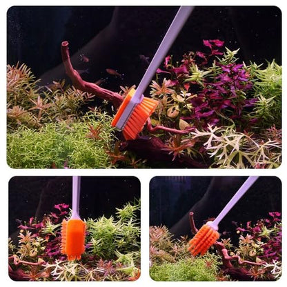 Fish Tank Cleaning Brush Long Handle Terrarium Plant Cleaning Brush Double-Sided Aquarium Cleaning Tool