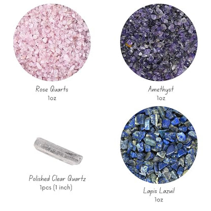 Cute Farms Terrarium Starter Kit | Moss, Vermiculite, Soil, Pebbles, Plant Food, & Finishing Tools (Large Kit + Crystals) - size: Large Kit + Crystals