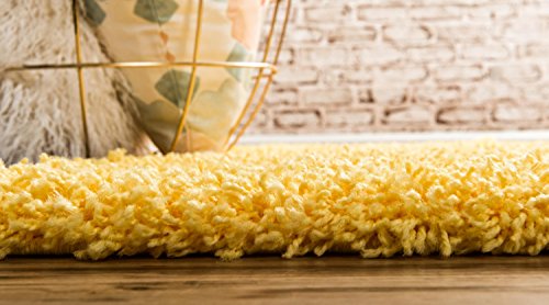 Unique Loom Solid Shag Collection Area Rug (2' x 6' 5" Runner, Tuscan Sun Yellow) - color: Tuscan Sun Yellow, size: 2' x 6'5" (Runner)