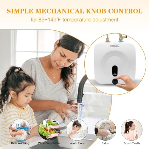 2.5 Gallon Mini Tank Water Heater Under Sink Hot Water 1500W 120V Water Heaters for RV Kitchen RV 1/2”NPT Stainless Steel Hose 3-way Fitting White - color: White, size: 2.5 gallon