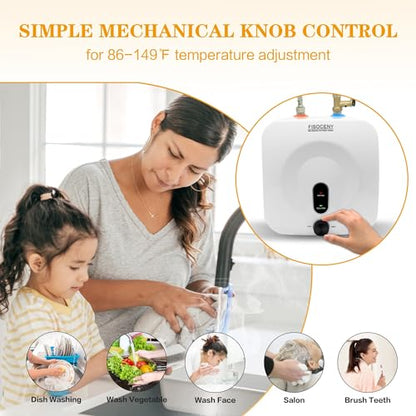 2.5 Gallon Mini Tank Water Heater Under Sink Hot Water 1500W 120V Water Heaters for RV Kitchen RV 1/2”NPT Stainless Steel Hose 3-way Fitting White - color: White, size: 2.5 gallon