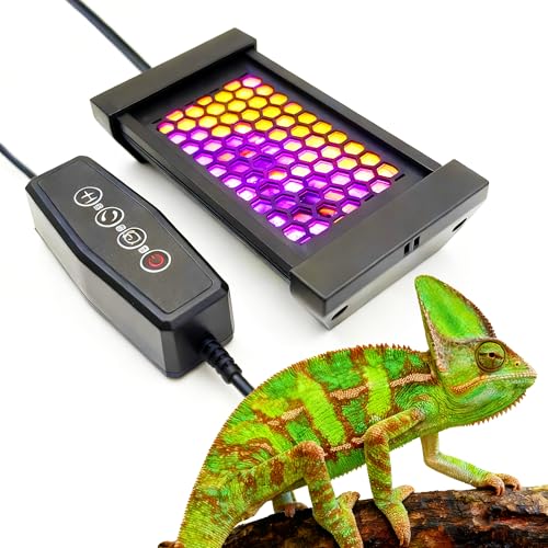UVB & UVA Light for Reptiles, Dimmable LED Full Spectrum Sunlight Lamp with 3 Lighting Modes, 4/8/12H Timer for Tortoise, Gecko, Bearded Dragon, 4W Reptile Lamp, 5IN - size: 5IN