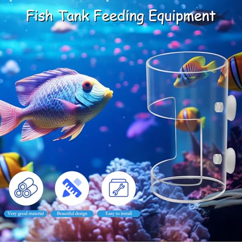New Fish Tank Feeding Tray with Suction Cup, Feeding Tube Supplies, Tank Divider Supplies, Breeder Box for Aquarium, Round Aquariums & Fish Bowls Accessories - color: 2.Transparent