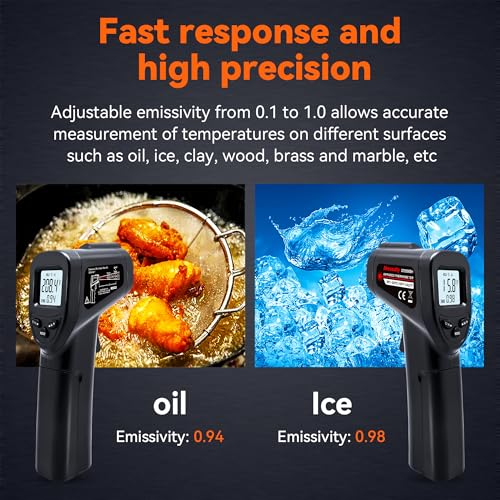 Infrared Thermometer Temperature Gun (NOT for Humans) -58℉~1022℉ (-50℃～550℃) Non-Contact Laser Instant-Read Digital Laser Infrared Ir Thermometer with Backlight(Black) - color: Black