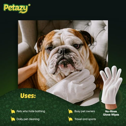 Pet Glove Wipes for Dogs & Cats – Hypoallergenic Thick Cleaning Gloves with Aloe & Coconut Oil for Paws, Face, Ears & Butt, Instant No Rinse Grooming Wipes to Deodorize and Hydrate, 25 Pack - color: 25 Glove Wipes
