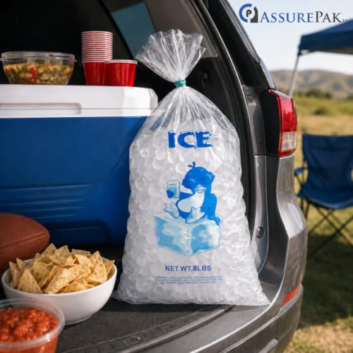 8 lb Ice Bags, 10" x 20", 1.35 Mil, 500 Count
