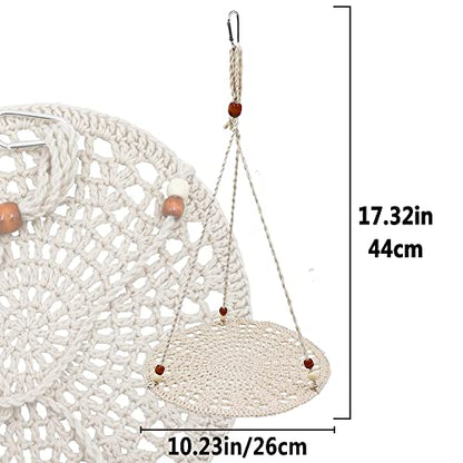 WEVONIGU Birds Hammock Bearded Dragon Rest Bed Habitats Supplies Climbing Terrarium for Lizard Leopard Gecko Parakeet Cockatiel Rats Hamster Squirrel Chameleon (Off-White) - color: Off-White