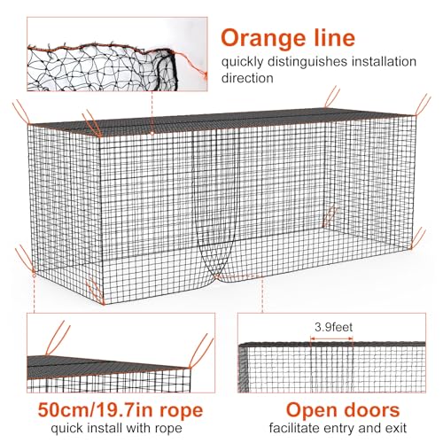 8x8x20 /10x10x35/12x12x55ft Heavy Duty Enclosed Batting Cage Net With Door, Only Net, No Poles and Frame, Professional Softball Baseball Nets for Batting and Pitching, Batting Cages for Backyard - style: 8×8×20Feet