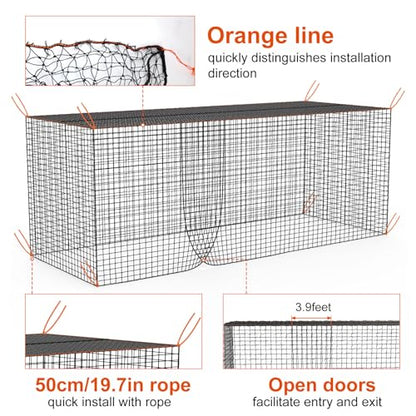 8x8x20 /10x10x35/12x12x55ft Heavy Duty Enclosed Batting Cage Net With Door, Only Net, No Poles and Frame, Professional Softball Baseball Nets for Batting and Pitching, Batting Cages for Backyard - style: 10×10×35Feet