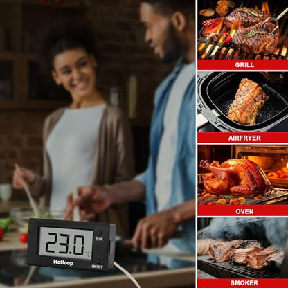 Digital Oven Thermometer with Probe Grill Meat Thermometer up to 572°F/300°C, Oven Thermometer Roasting for Barbecue Accessories for Kitchen, Roasting, Grill, Pizza-Black - color: Black