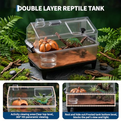 7pcs Reptiles Terrarium Kit with Lid, Heating Pad, Sand Substrate, Hide for Hermit Crab, Bearded Dragon