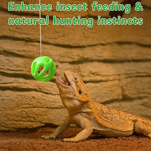 Bearded Dragon Enrichment Toys Feeder Ball, Interactive Feed Toys Bells Exercise Ball for Reptile Lizard Gecko Small Animals, Bearded Dragon Tank Accessories, Reptile Tank Accessories (Yellow) - color: Yellow