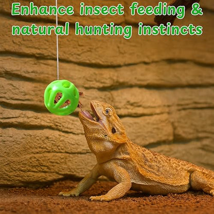Bearded Dragon Enrichment Toys Feeder Ball, Interactive Feed Toys Bells Exercise Ball for Reptile Lizard Gecko Small Animals, Bearded Dragon Tank Accessories, Reptile Tank Accessories (Yellow) - color: Yellow