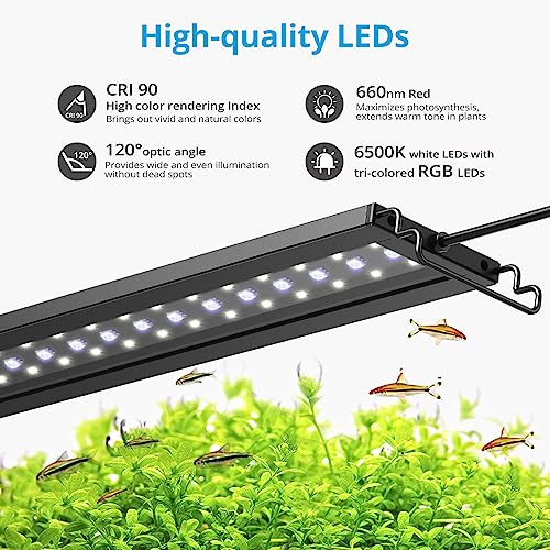 NICREW C10 24/7 LED Aquarium Light for Plants, 48-60 Inches, Full Spectrum Fish Tank Light with Timer, Brightness Adjustable - size: 48 - 60 in