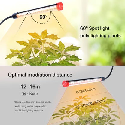 4Head Grow Light with Stand for Tall Indoor Plants, Bonsai Tree, Bright Full Spectrum Plant Growing Lamps, 4/8/12/16/20H Timer, 36 Watt Power Draw, NO Need Adapter, 360° Gooseneck - size: Stand-4Head-36W