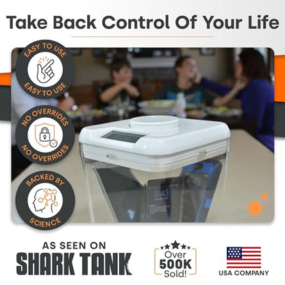 ﻿﻿﻿K-Safe Time Locking Container (Medium), Timed Lock Box for Cell Phones, Snacks, and Other Unwanted Temptations (White Lid + White Base, with Access Port)