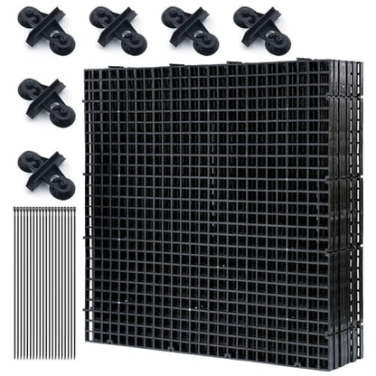 LINLAN Aquarium Fish Tank Dividers Set, 8 Pcs 30X30 cm Aquarium Grid Plastic with 6 Pcs Sucker Clips and 20 Pcs Cable Ties, Egg Crate for Fish Isolation(Black) - color: Black, size: L