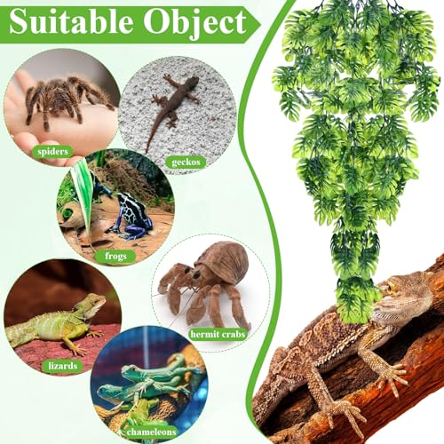 8 Pack Reptile Plants Terrarium Hanging Plant Vine Boston Climbing Terrarium Plant with Suction Cup for Bearded Dragons Lizard Crested Gecko Snake Crab Tank(Popular Series,Green) - style: Popular Series