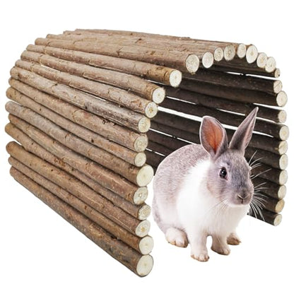 Wooden Bridge for Rabbits, Extra Large Wooden Hamster Bridge Ladder Bunny Climbing Chew Toy Small Animal Flexible Hideout Ramp Divider Tunnel for Guinea Pig Chinchilla Rabbit Ferret Hedgehog