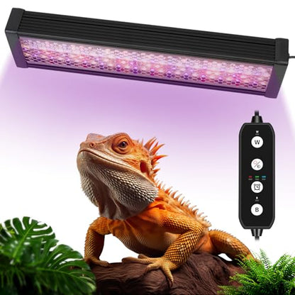 UVA UVB Reptile Light,15Inch Full Spectrum LED Reptile UVB Lamp for Bearded Dragons,Turtles,Geckos,Chameleons,Lizards,Snakes,12000H Long Lifespan Adjustable Timer Calcium Absorption Lamp for Terrarium - size: 15Inch