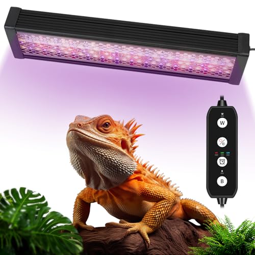 UVA UVB Reptile Light,15Inch Full Spectrum LED Reptile UVB Lamp for Bearded Dragons,Turtles,Geckos,Chameleons,Lizards,Snakes,12000H Long Lifespan Adjustable Timer Calcium Absorption Lamp for Terrarium - size: 15Inch