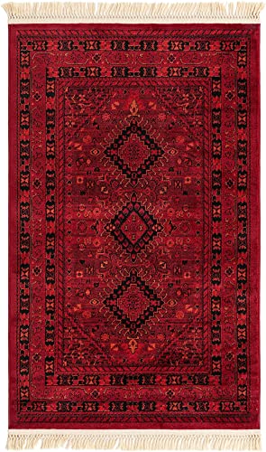 Unique Loom Tekke Collection Area Rug - Sheibani (3' 3" x 5' 3" Rectangle, Red/ Black) - size: 3'1" x 5'3" (Rectangular)
