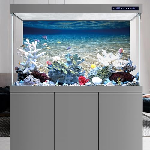 AWERT 24x12 inches Ocean Floor Aquarium Background Underwater Fish Tank Background Undersea Theme Aquarium Background - size: 24x12in/60x30cm