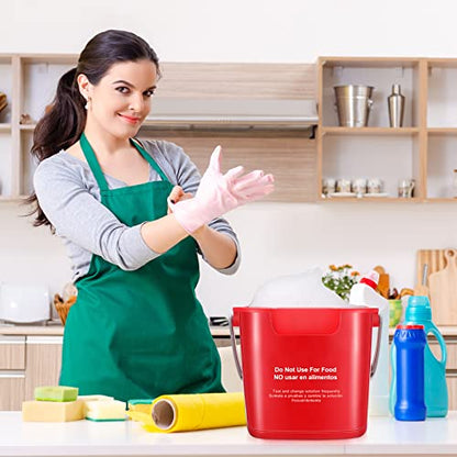 6 Pcs 6 Quart Cleaning Bucket Small Sanitizing Square Bucket Detergent Pail for Home Commercial Restaurant Kitchen Office School(Red) - color: Red