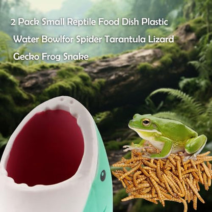 2 Pack Small Reptile Food Dish Plastic Water Bowl for Spider Tarantula Lizard Gecko Frog Snake