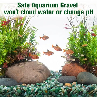 Halatool 2.2LB Green Agate Aquarium Gravel, 0.35"-0.6" Landscaping Pebbles | Polished, Safe, Fish Tank Gravel for Fish Tanks, Succulents, Plant Top Dressing, Fairy Gardens, Vase Filler, Home Decor - size: 2.2 LB, style: Green Pebbles